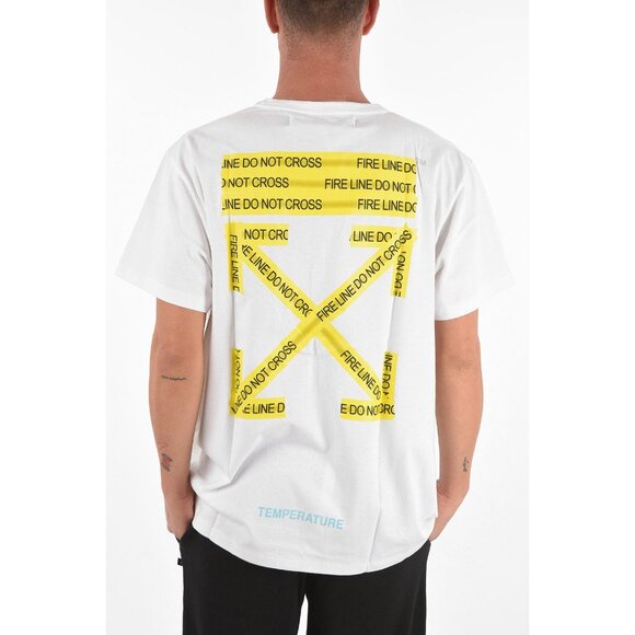Off White Firetape Cross Short Sleeve T Shirt White Mens Size M Edgy Street Wear